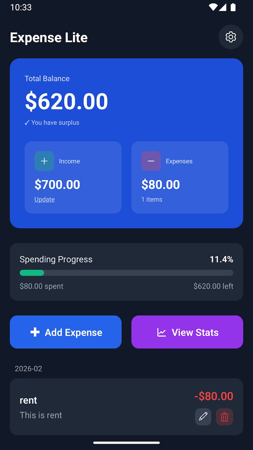 Expense Lite screenshot 1